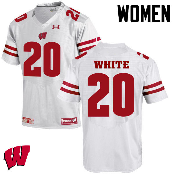 Women Winsconsin Badgers #20 James White College Football Jerseys-White - Click Image to Close